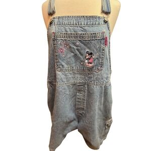 Mickey Unlimited‎ Vintage Denim Overall Embroidered Flowers Minnie 22w/24w